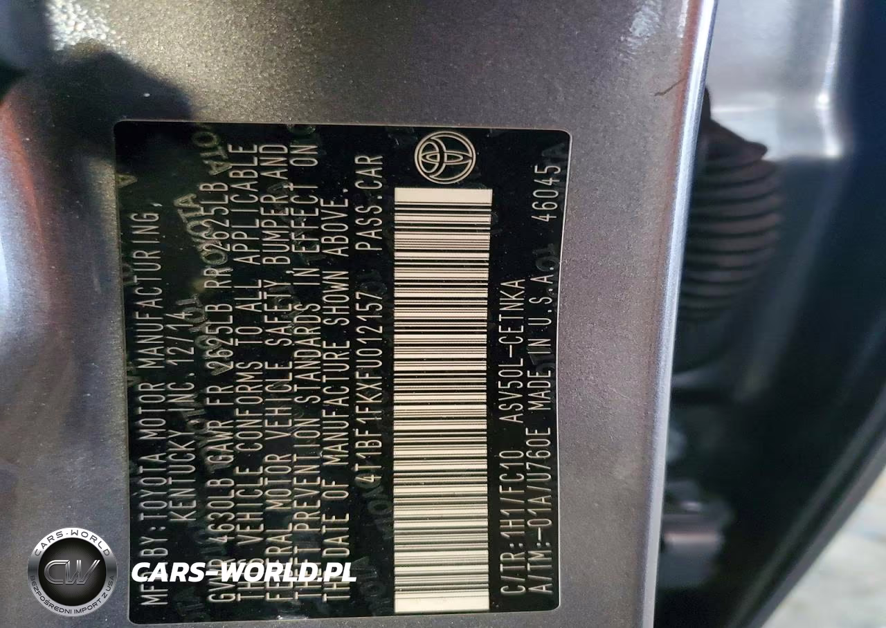 2015 Toyota Camry Le VIN:4T1BF1FKXFU012157 - 12