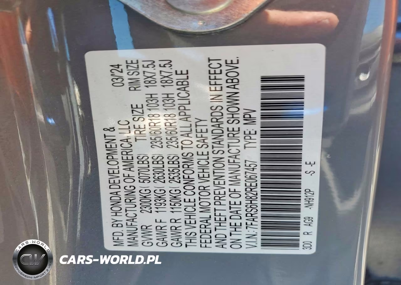 2024 Honda Cr-V Sport-L VIN:7FARS6H82RE067457 - 14