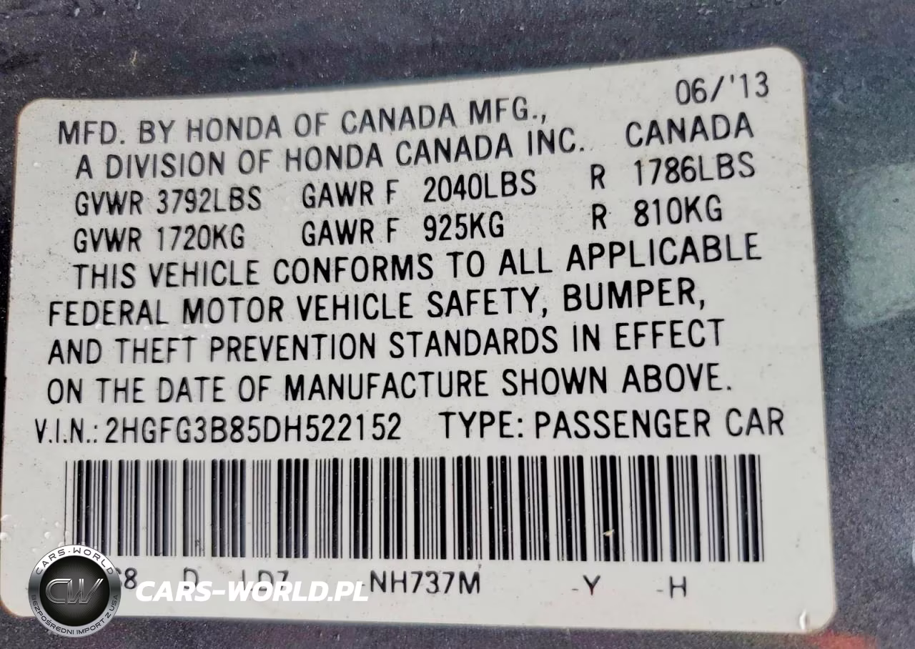 2013 Honda Civic Ex VIN:2HGFG3B85DH522152 - 12