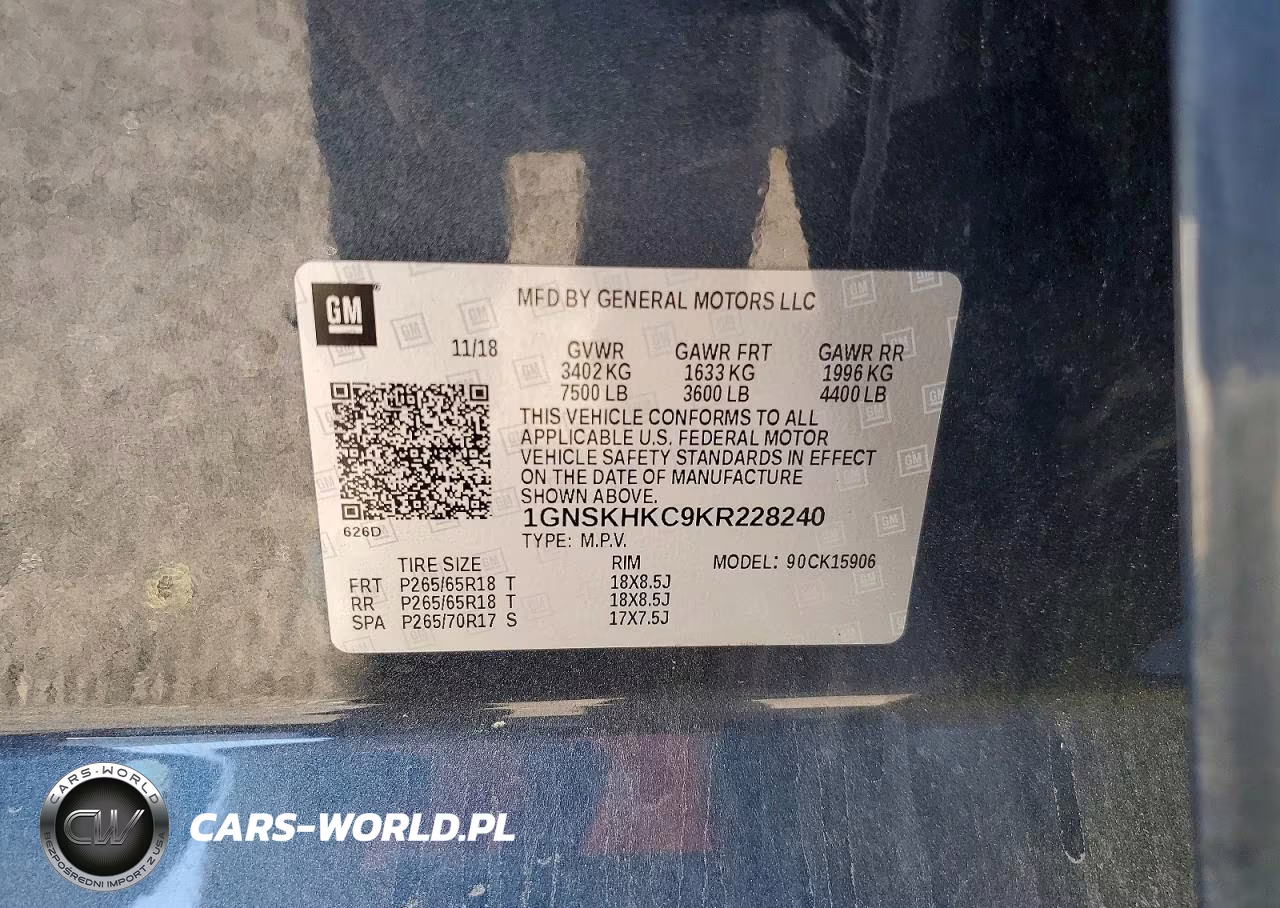 2019 Chevrolet Suburban K1500 Lt VIN:1GNSKHKC9KR228240 - 13