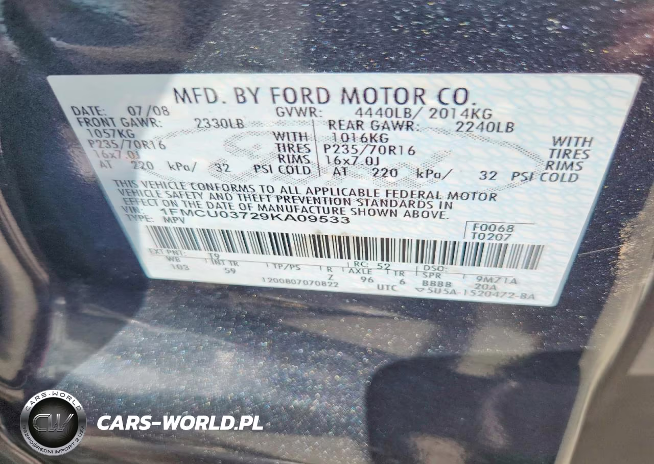 2009 Ford Escape Xlt VIN:1FMCU03729KA09533 - 13