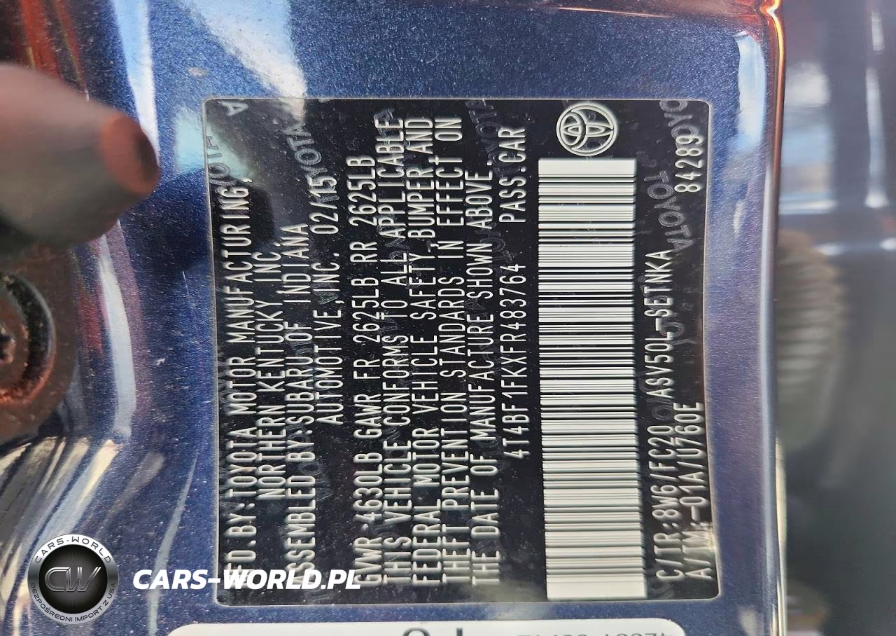 2015 Toyota Camry Le VIN:4T4BF1FKXFR483764 - 12