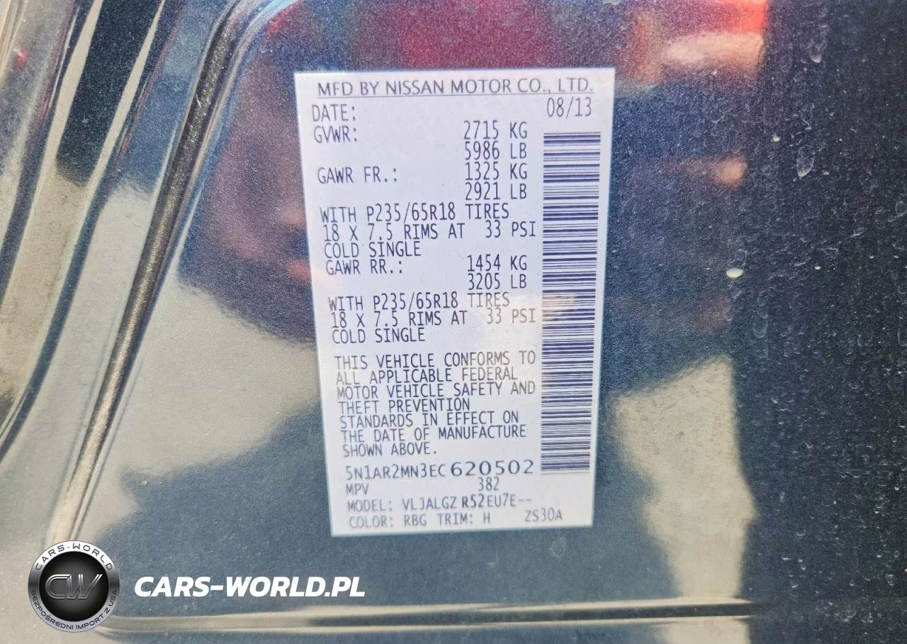 2014 Nissan Pathfinder Sl VIN:5N1AR2MN3EC620502 - 14