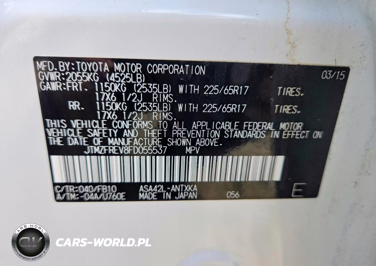2015 Toyota Rav4 Le VIN:JTMZFREV8FD055537 - 13