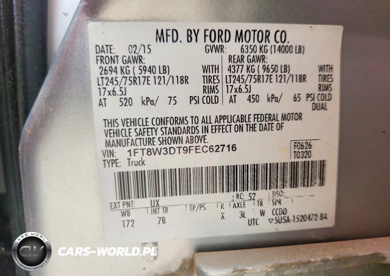 2015 Ford F350 Super Duty VIN:1FT8W3DT9FEC62716 - 13