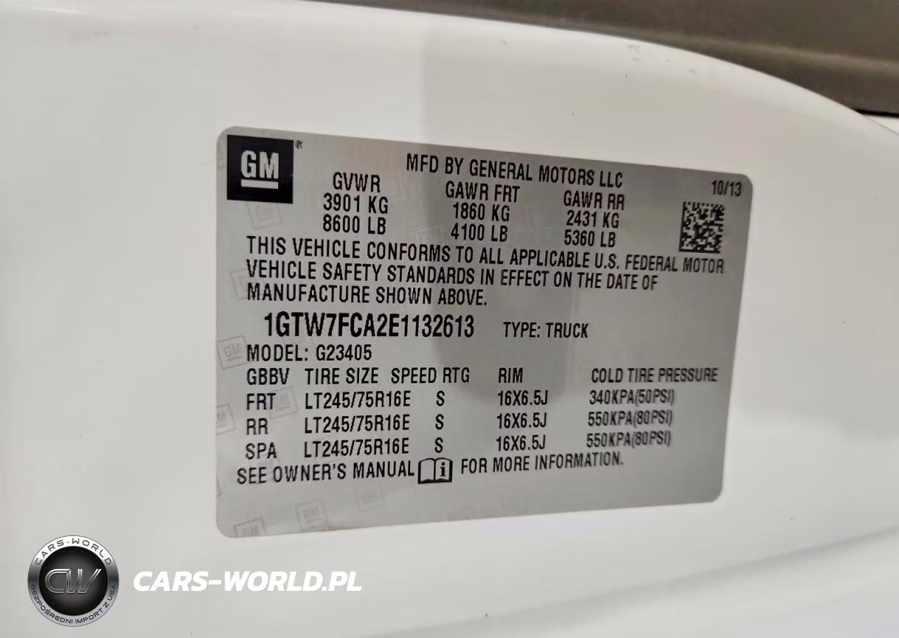 2014 GMC Savana G2500 VIN:1GTW7FCA2E1132613 - 13