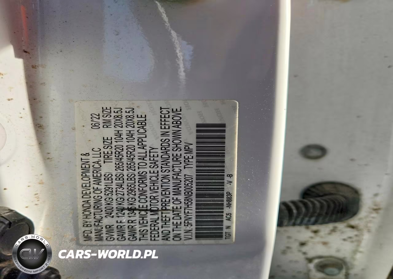 2022 Honda Passport Exl VIN:5FNYF7H58NB005207 - 13
