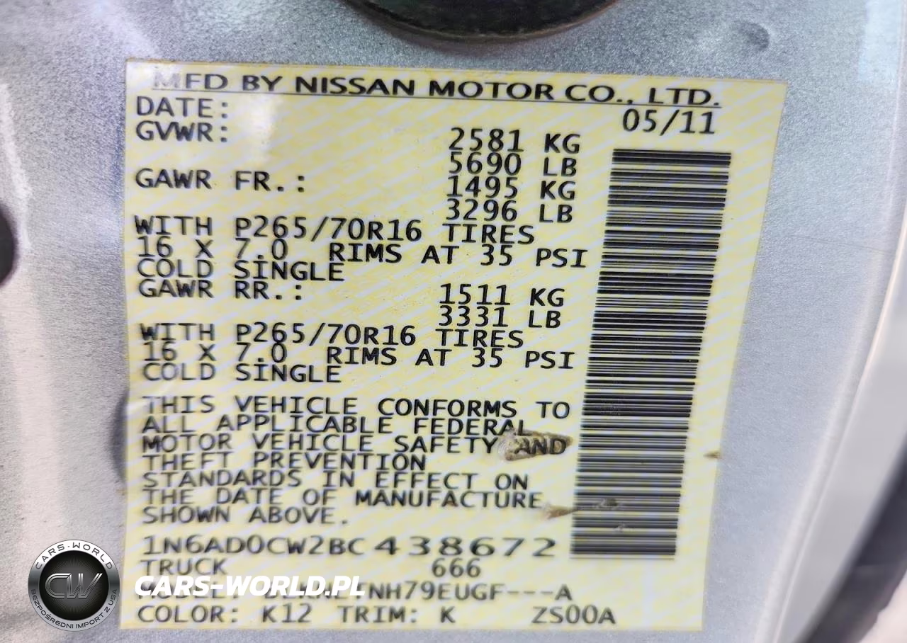 2011 Nissan Frontier Sv V6 VIN:1N6AD0CW2BC438672 - 12