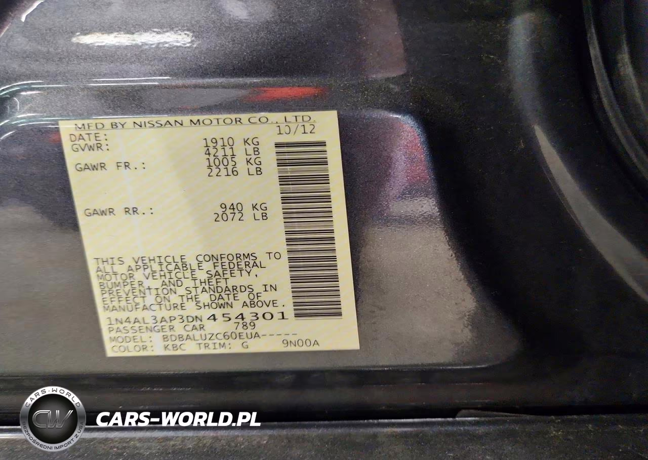 2013 Nissan Altima 2.5 VIN:1N4AL3AP3DN454301 - 12
