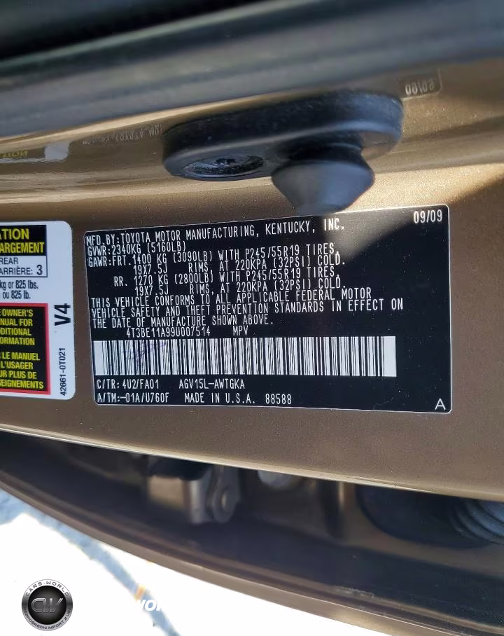 2009 Toyota Venza Awd 4Cyl VIN:4T3BE11A99U007514 - 13