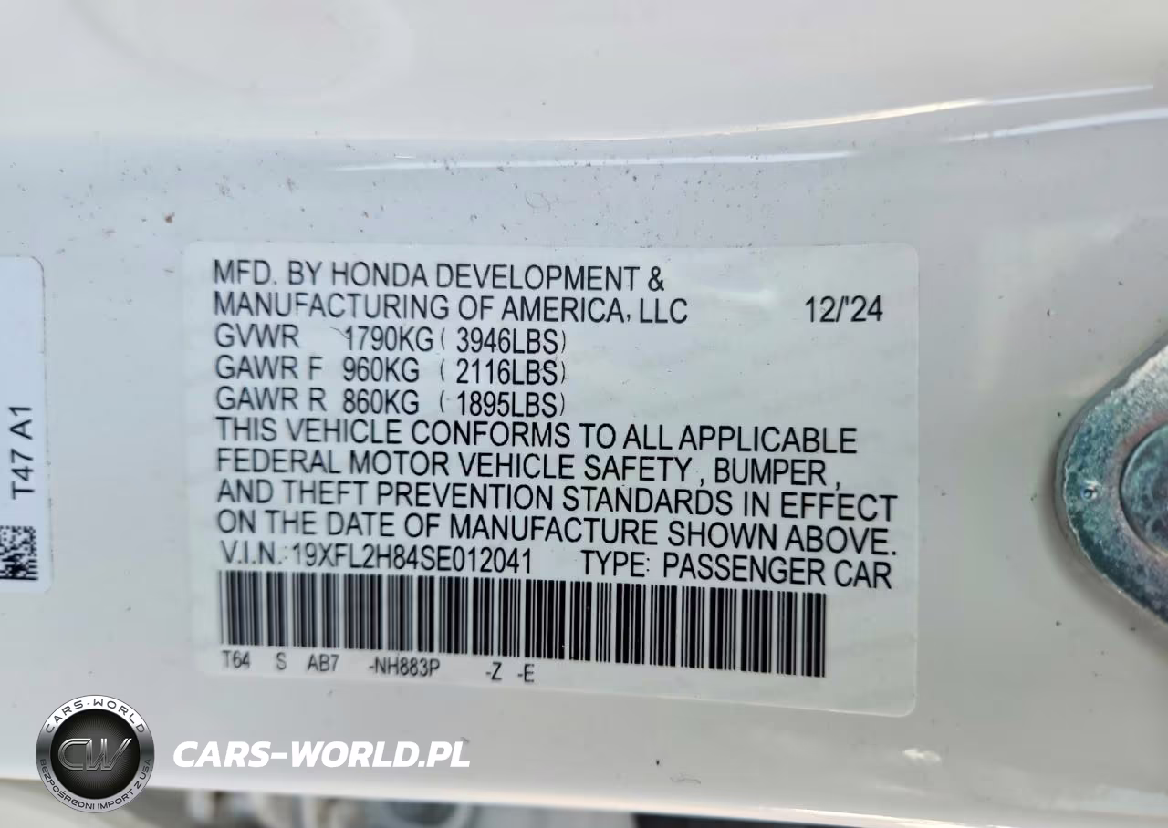 2025 Honda Civic Sport VIN:19XFL2H84SE012041 - 12
