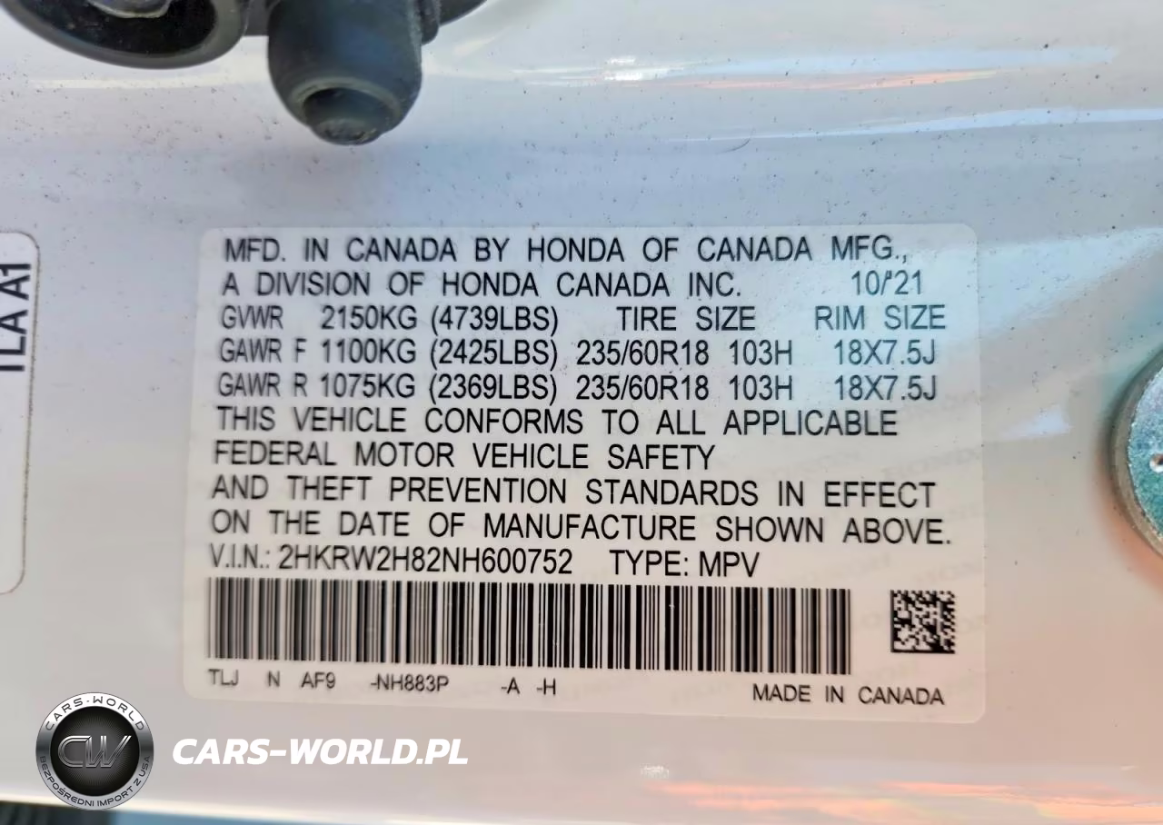 2022 Honda Cr-V Exl VIN:2HKRW2H82NH600752 - 13