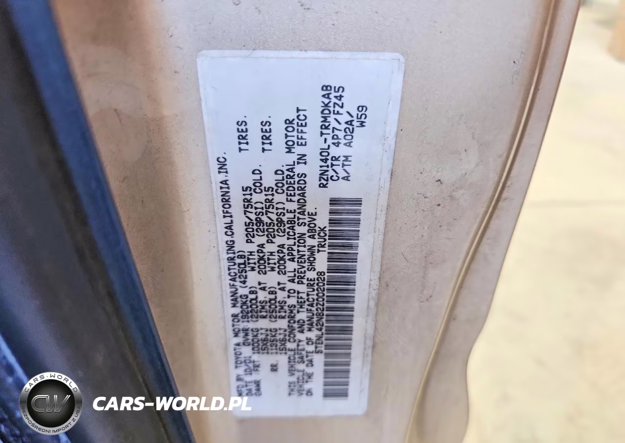 2002 Toyota Tacoma Base VIN:5TENL42N82Z002028 - 12