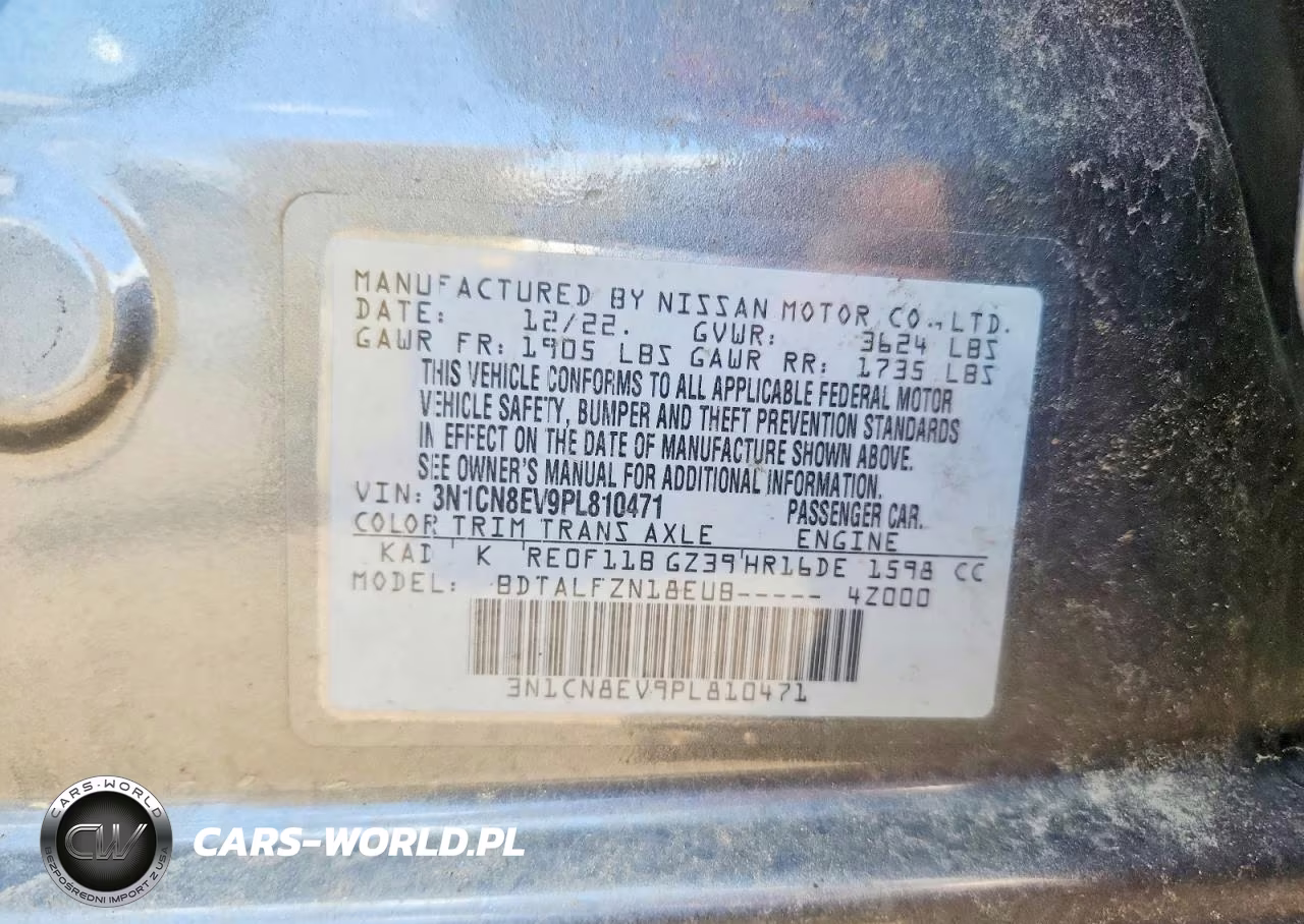 2023 Nissan Versa 1.6 Sv Xtronic Cvt VIN:3N1CN8EV9PL810471 - 12