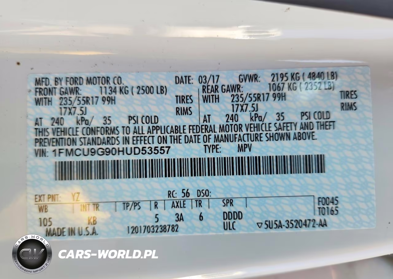 2017 Ford Escape Se VIN:1FMCU9G90HUD53557 - 13