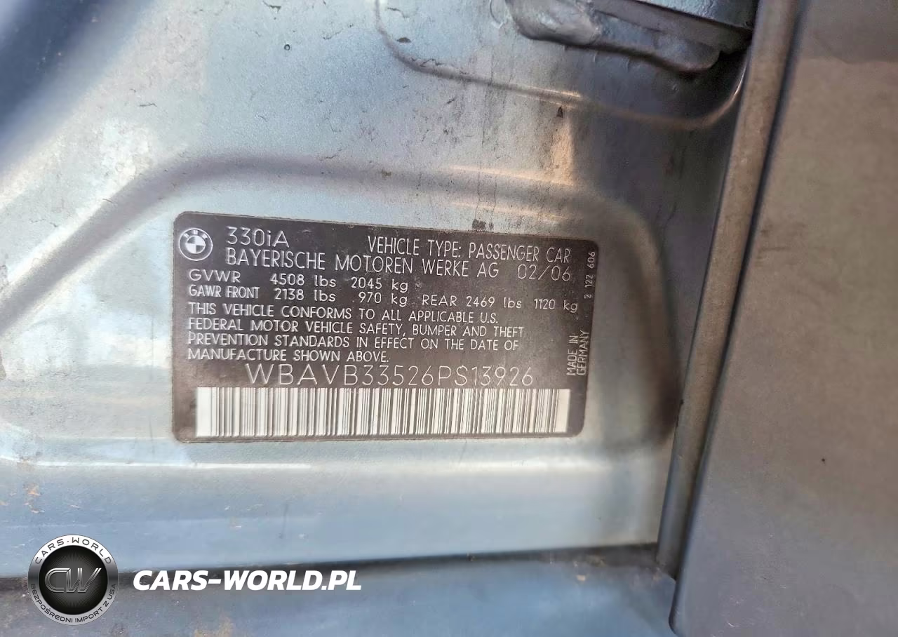 2006 BMW 330 I VIN:WBAVB33526PS13926 - 12