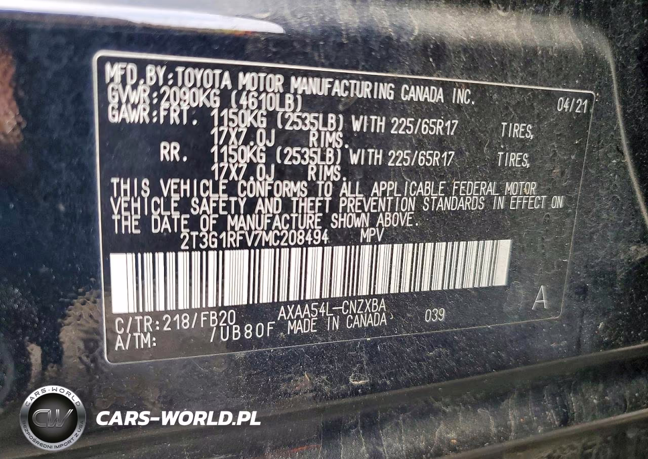2021 Toyota Rav4 Le VIN:2T3G1RFV7MC208494 - 14