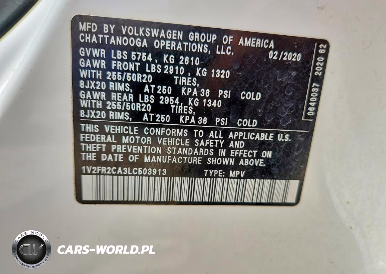 2020 Volkswagen Atlas Se VIN:1V2FR2CA3LC503913 - 12