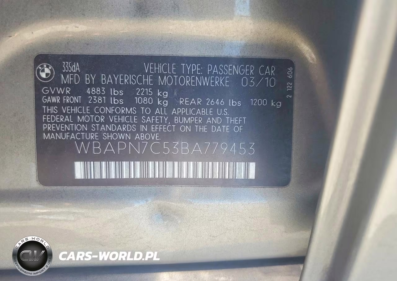 2011 BMW 335 D VIN:WBAPN7C53BA779453 - 12