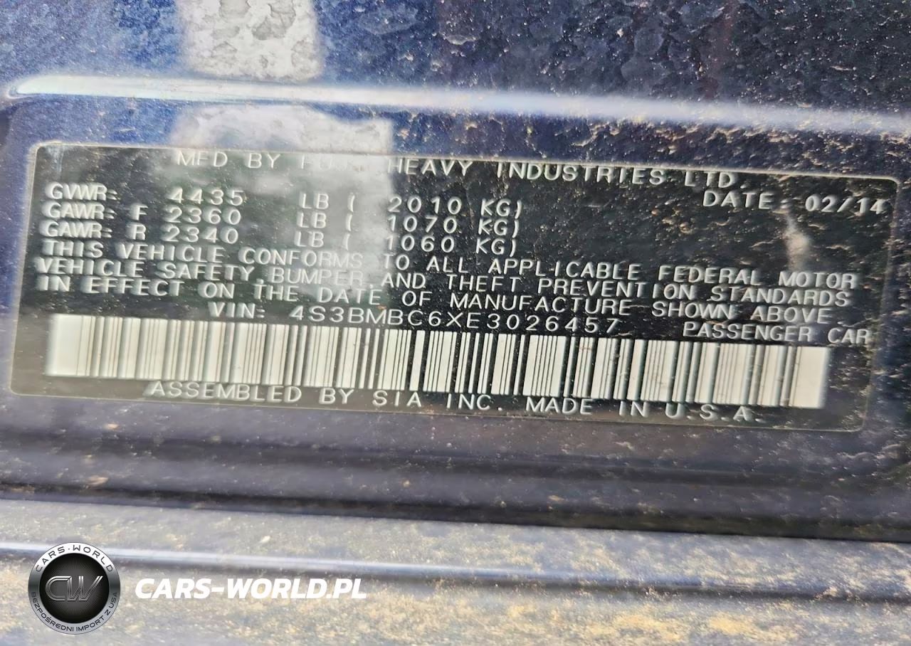 2014 Subaru Legacy 2.5I Premium VIN:4S3BMBC6XE3026457 - 12