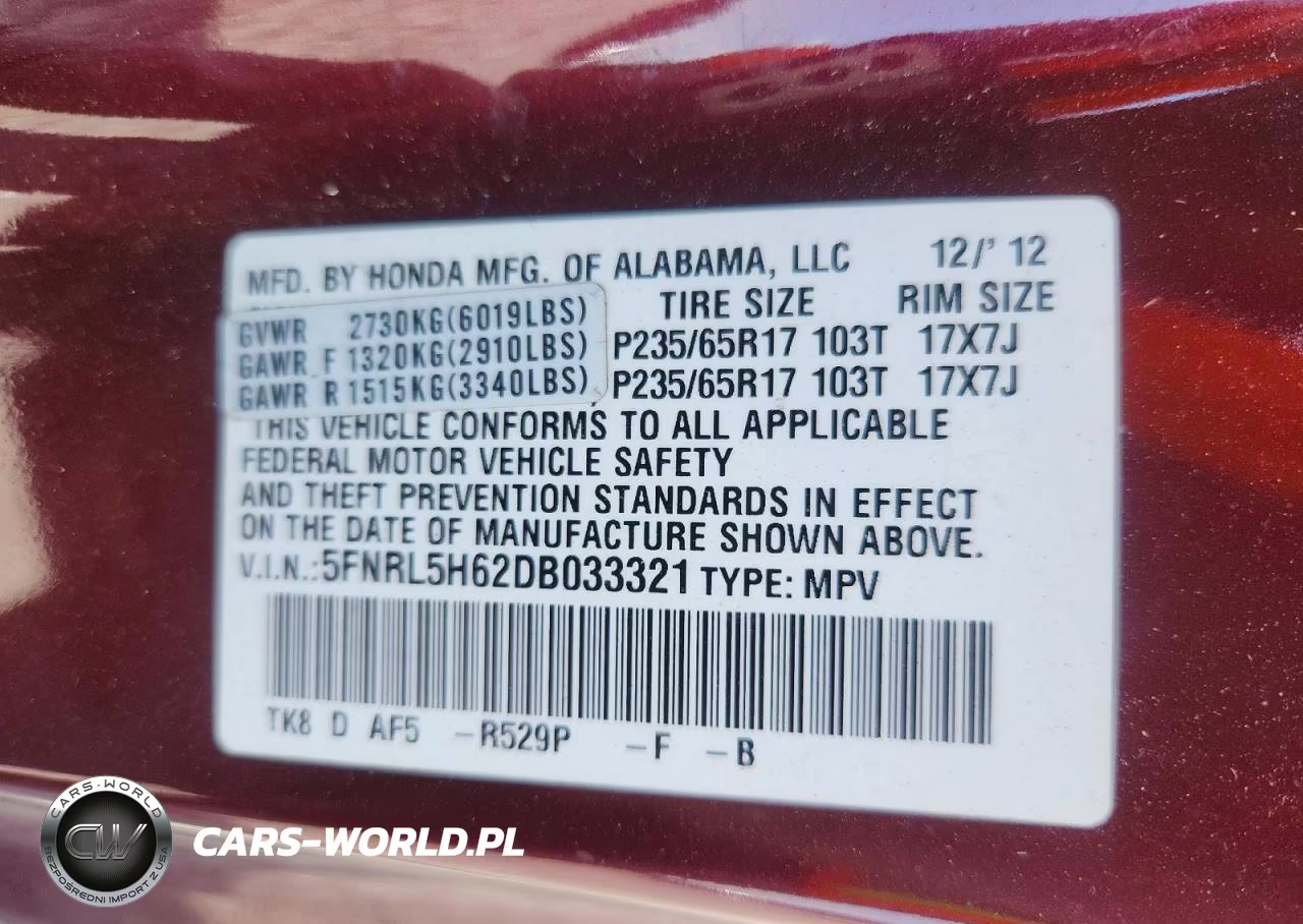 2013 Honda Odyssey Exl VIN:5FNRL5H62DB033321 - 13
