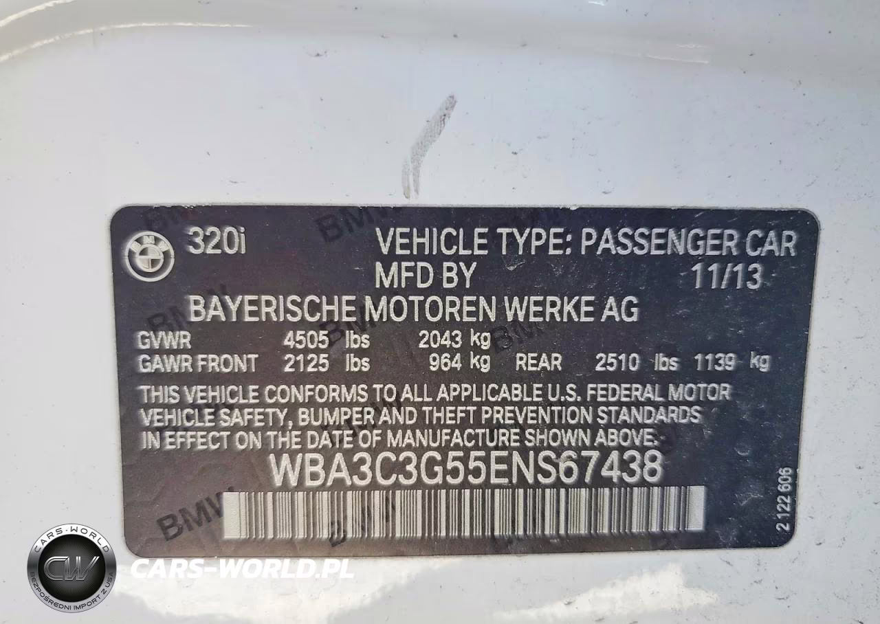 2014 BMW 320 I xDrive VIN:WBA3C3G55ENS67438 - 12