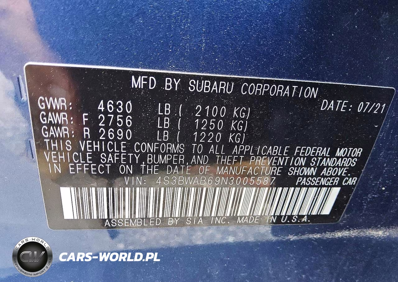 2022 Subaru Legacy VIN:4S3BWAB69N3005587 - 12