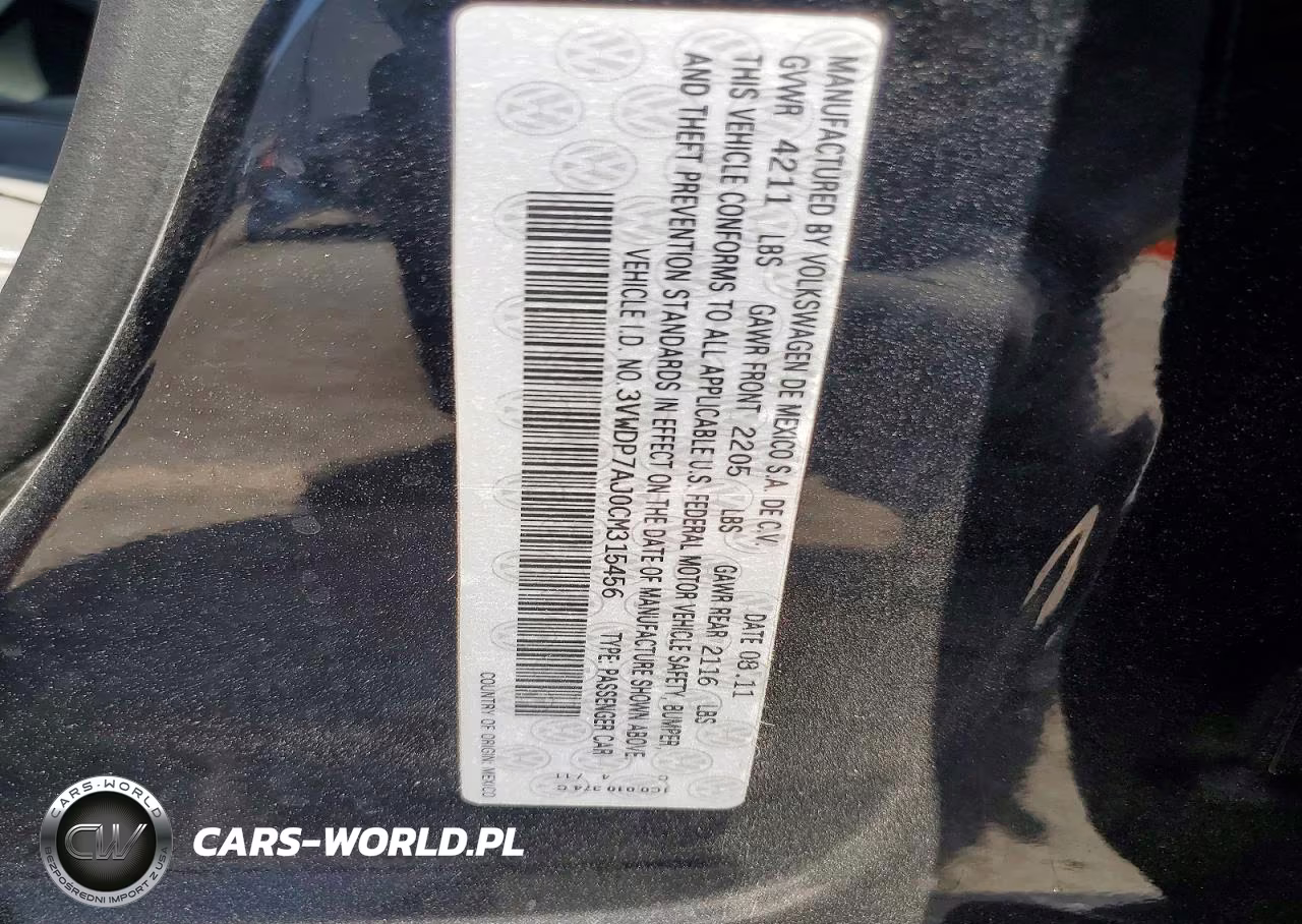 2012 Volkswagen Jetta Se VIN:3VWDP7AJ0CM315456 - 12