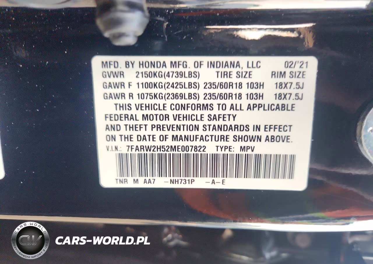2021 Honda Cr-V Ex VIN:7FARW2H52ME007822 - 14
