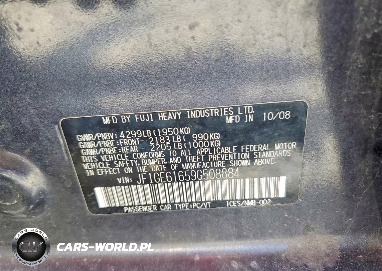 2009 Subaru Impreza 2.5I VIN:JF1GE61659G508884 - 12