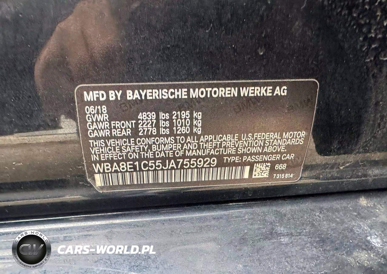2018 BMW 330E Iperformance VIN:WBA8E1C55JA755929 - 10
