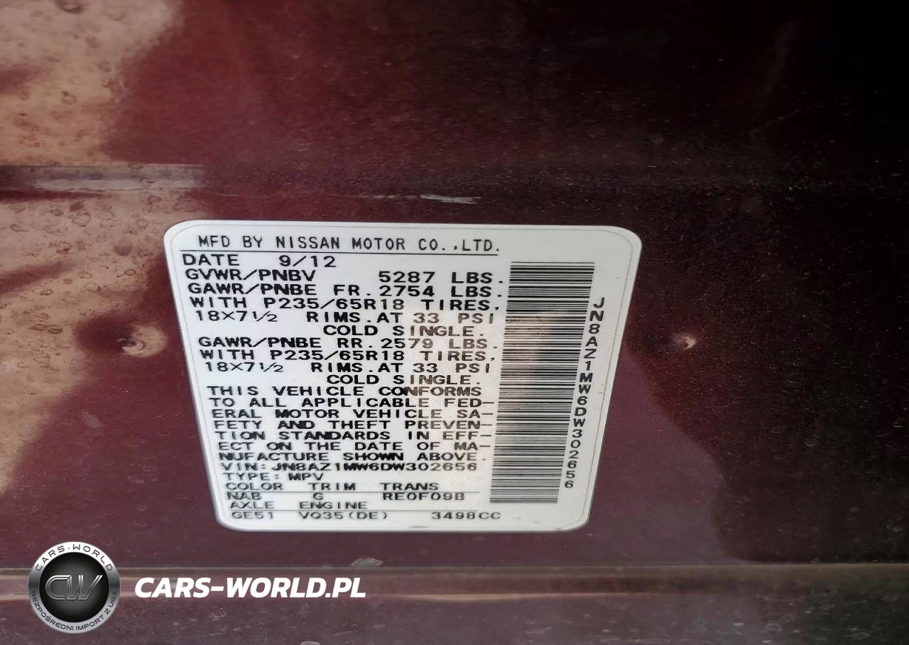 2013 Nissan Murano S VIN:JN8AZ1MW6DW302656 - 14