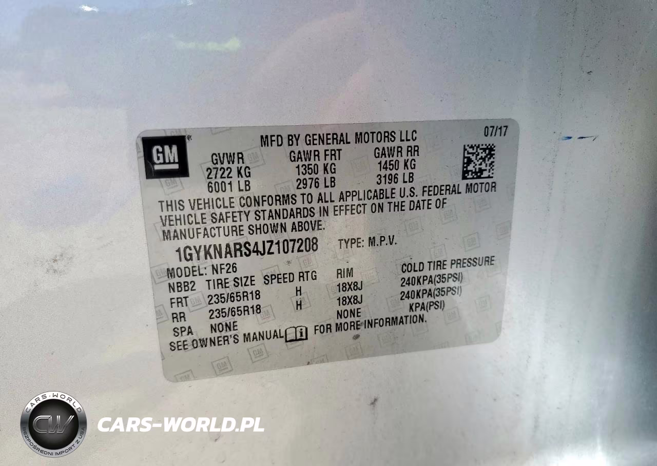 2018 Cadillac Xt5 Standard VIN:1GYKNARS4JZ107208 - 12