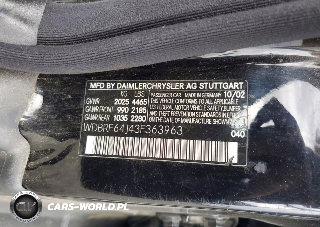 2003 Mercedes-Benz C 320 VIN:WDBRF64J43F363963 - 12