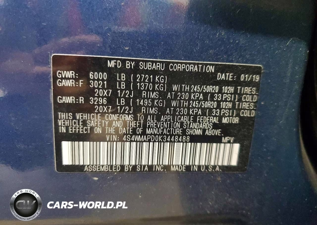 2019 Subaru Ascent Limited VIN:4S4WMAPD0K3448488 - 13