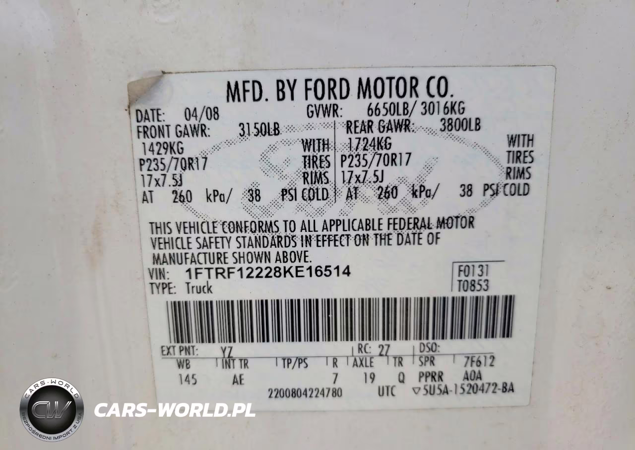 2008 Ford F150 VIN:1FTRF12228KE16514 - 12