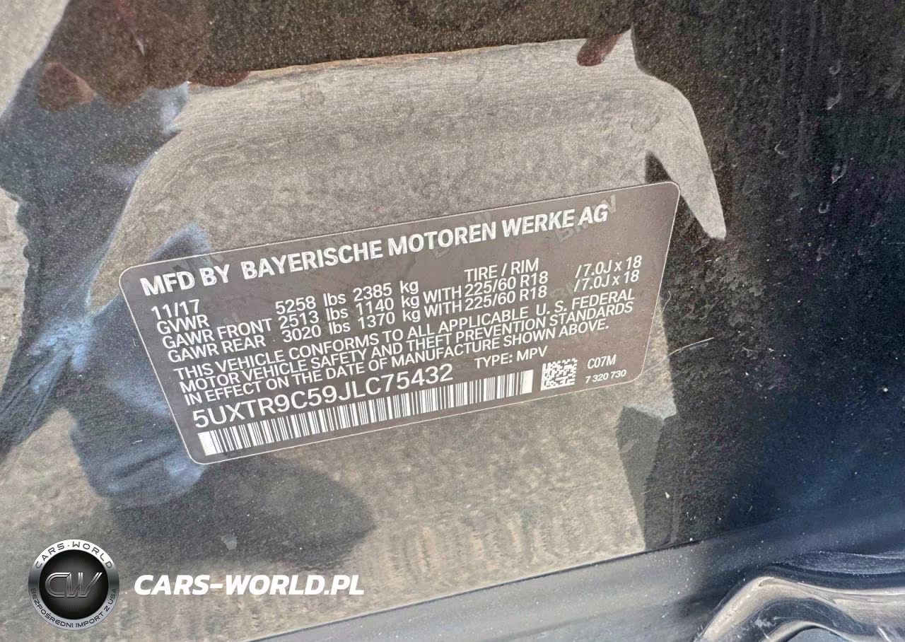 2018 BMW X3 xDrive30I VIN:5UXTR9C59JLC75432 - 12