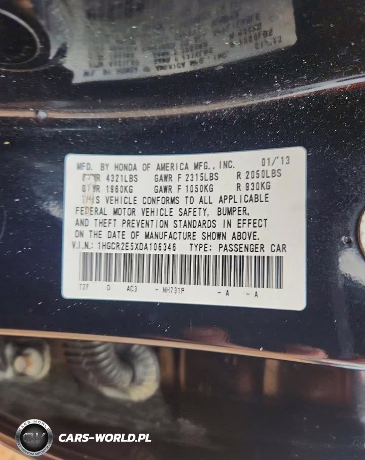 2013 HONDA ACCORD SPORT VIN:1HGCR2E5XDA106346 - 13