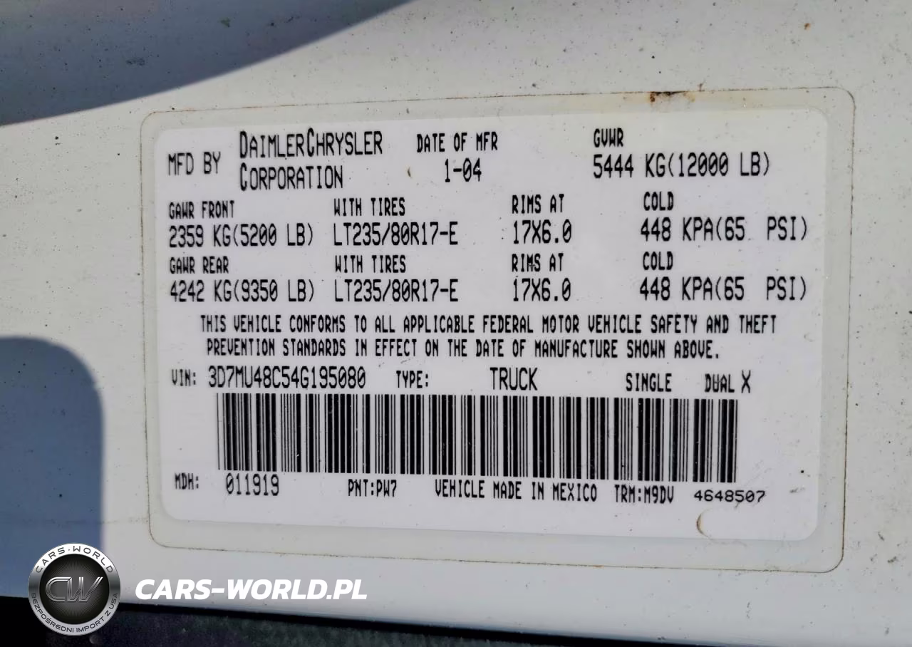 2004 Dodge Ram 3500 St VIN:3D7MU48C54G195080 - 12