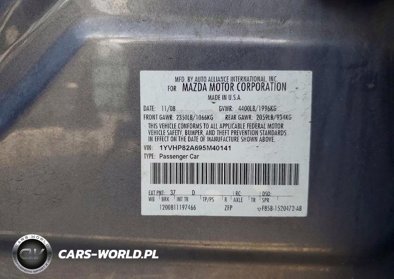 2009 Mazda 6 I VIN:1YVHP82A695M40141 - 13