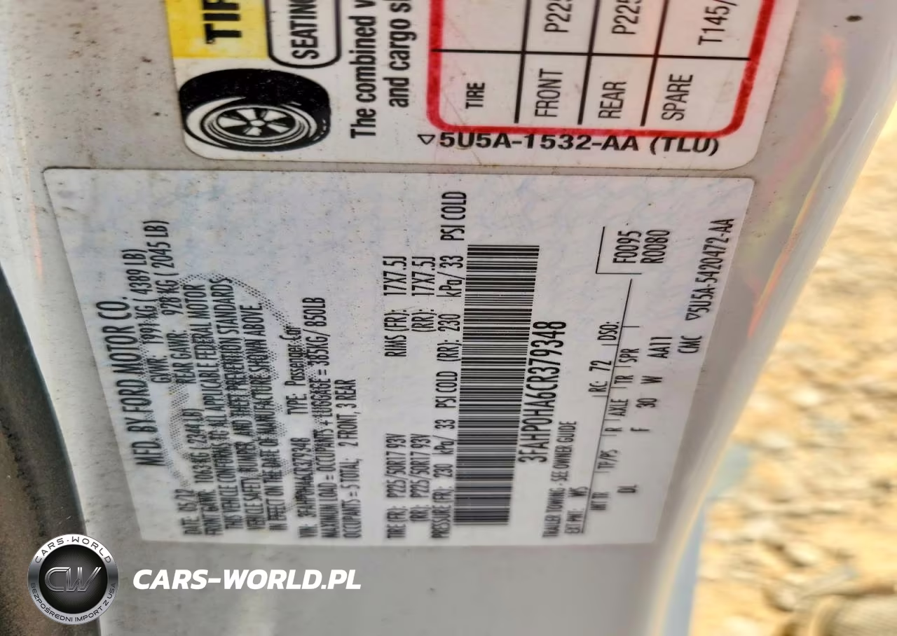 2012 Ford Fusion Se VIN:3FAHP0HA6CR379348 - 12