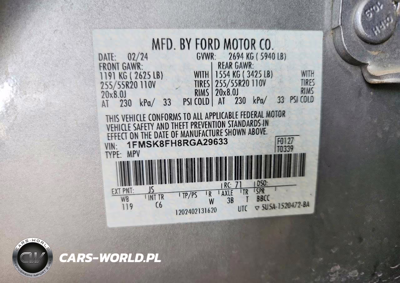 2024 Ford Explorer Limited VIN:1FMSK8FH8RGA29633 - 13
