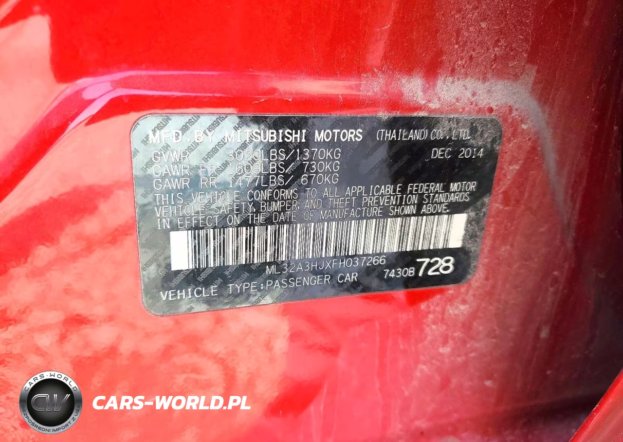 2015 Mitsubishi Mirage De VIN:ML32A3HJXFH037266 - 12