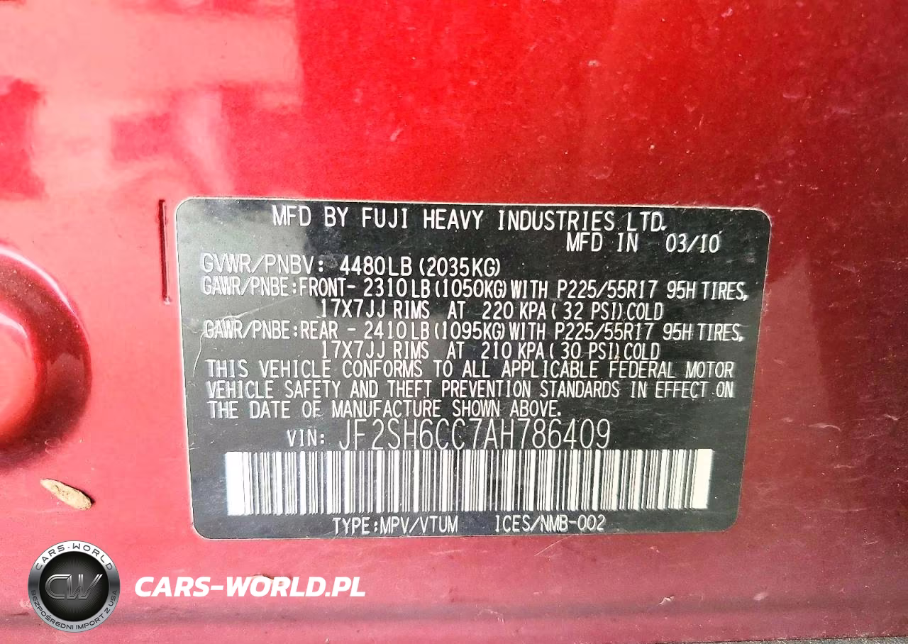 2010 Subaru Forester 2.5X Premium VIN:JF2SH6CC7AH786409 - 12