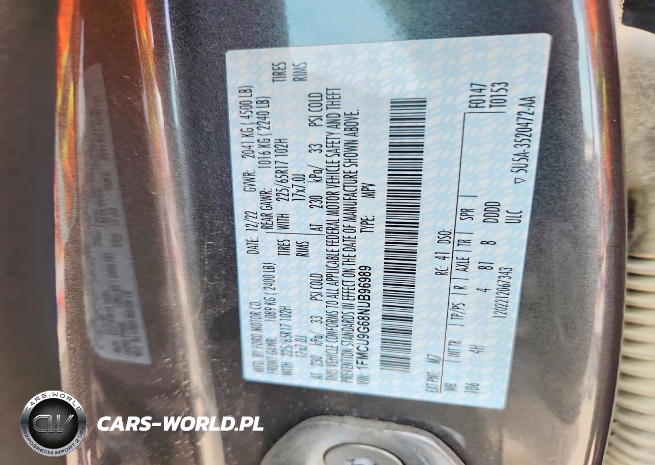 2022 Ford Escape Se VIN:1FMCU9G68NUB96989 - 12