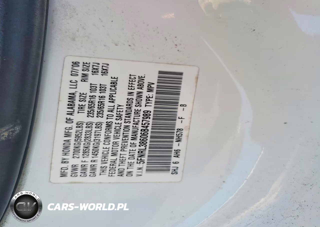 2006 Honda Odyssey Exl VIN:5FNRL38606B457989 - 13