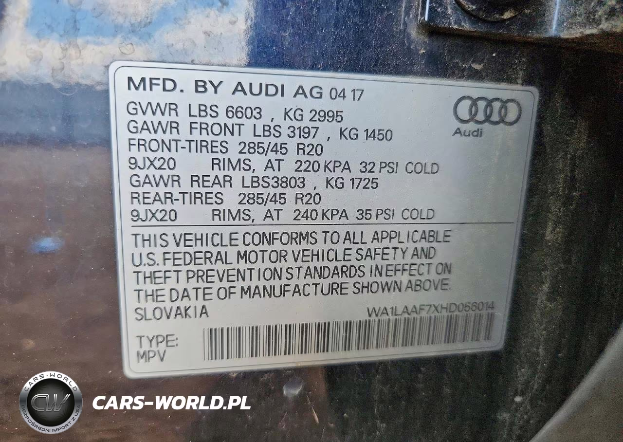 2017 Audi Q7 Premium Plus VIN:WA1LAAF7XHD056014 - 13