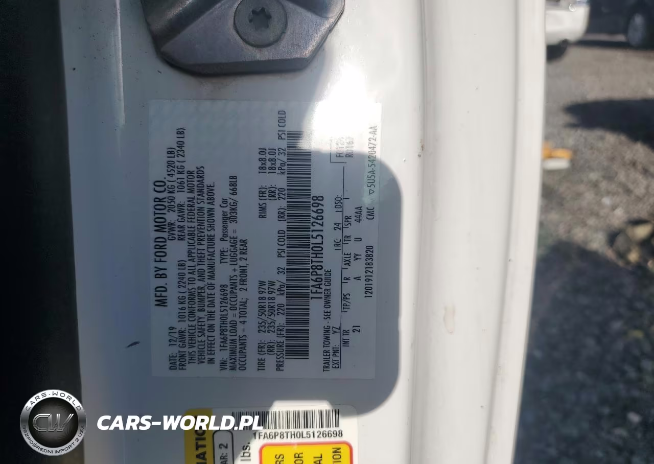 2020 Ford Mustang VIN:1FA6P8TH0L5126698 - 12