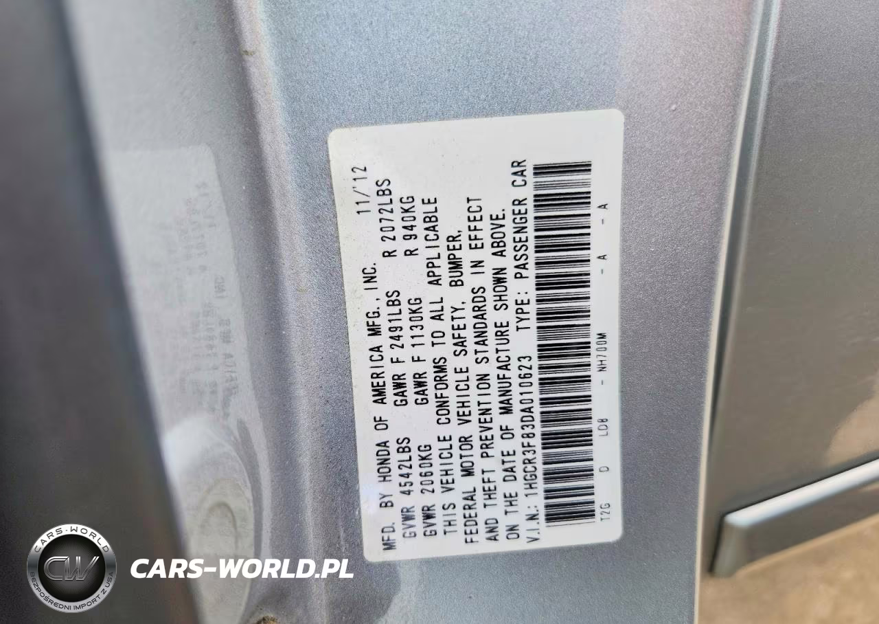 2013 Honda Accord Exl VIN:1HGCR3F83DA010623 - 12