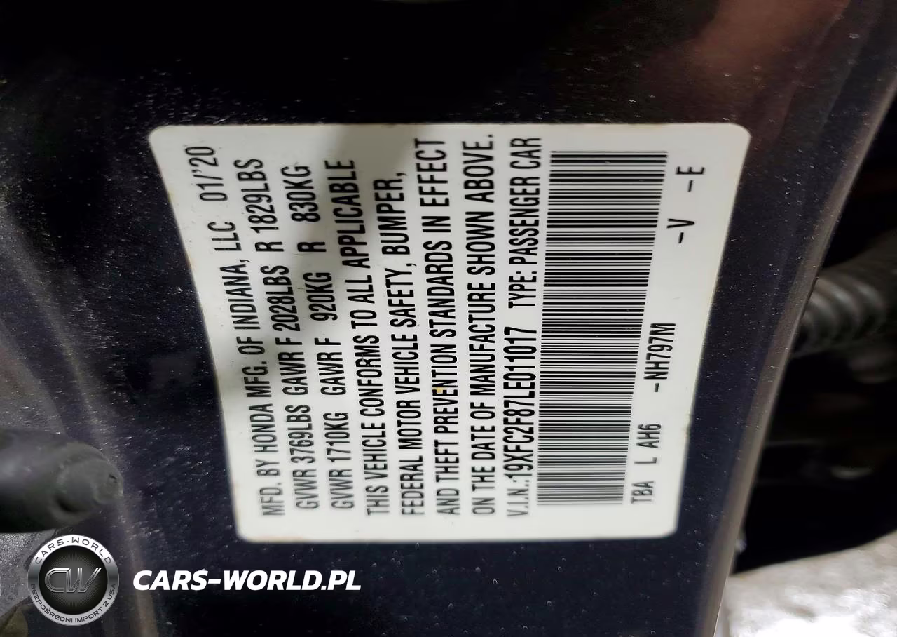 2020 Honda Civic Sport VIN:19XFC2F87LE011017 - 13